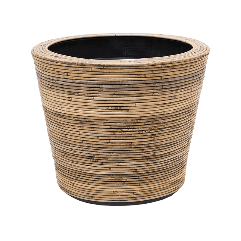 Drypot Rattan Stripe Round Grey